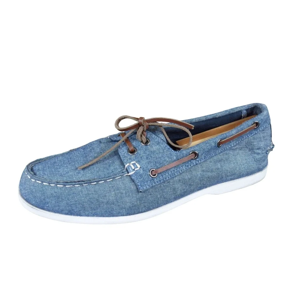 Old Navy Mens Denim Boat Shoe Size 10 Casual Coastal Blue Chambray Canvas